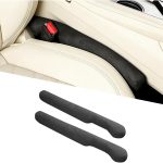 2 Pack Suede Leather Seat Gap Fillers, Black | PP cotton filling, tapered tool-free insertion, blocks phones cards coins and keys, seatbelt-buckle clearance, interior item