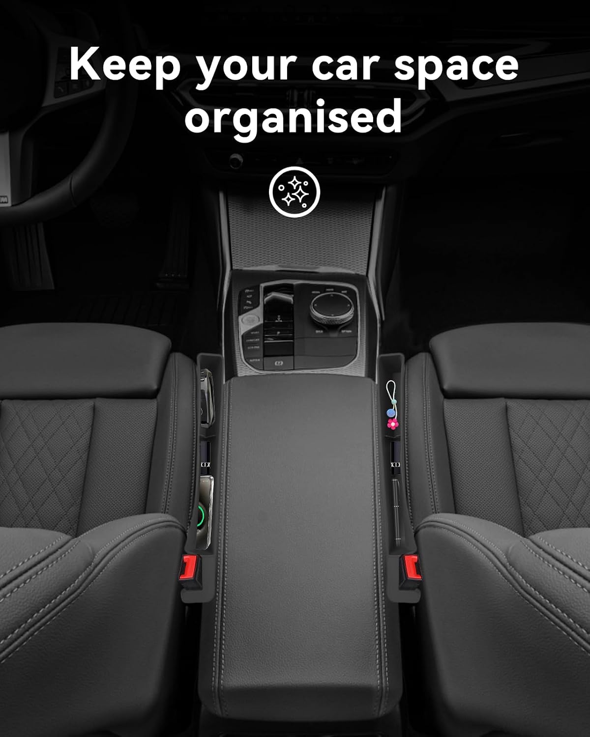 Car Seat Gap Filler Organizer, Car Accessories with Phone Storage | Dual Slot Car Seat Gap Organizer Car Essentials For Women, Universal Fit Car SUV Truck - 2Pack Automotive Consoles Organizers - Image 2