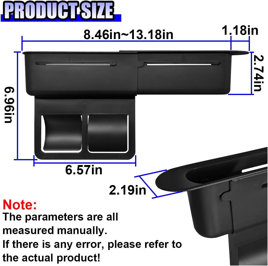 Car Seat Gap Filler, Multifunctional Car Seat Organizer, Phone Holder Between Seats & Console, Automotive Storage Box Accessories for Keys, Sunglasses, Cards, Phones (Black) - Image 2