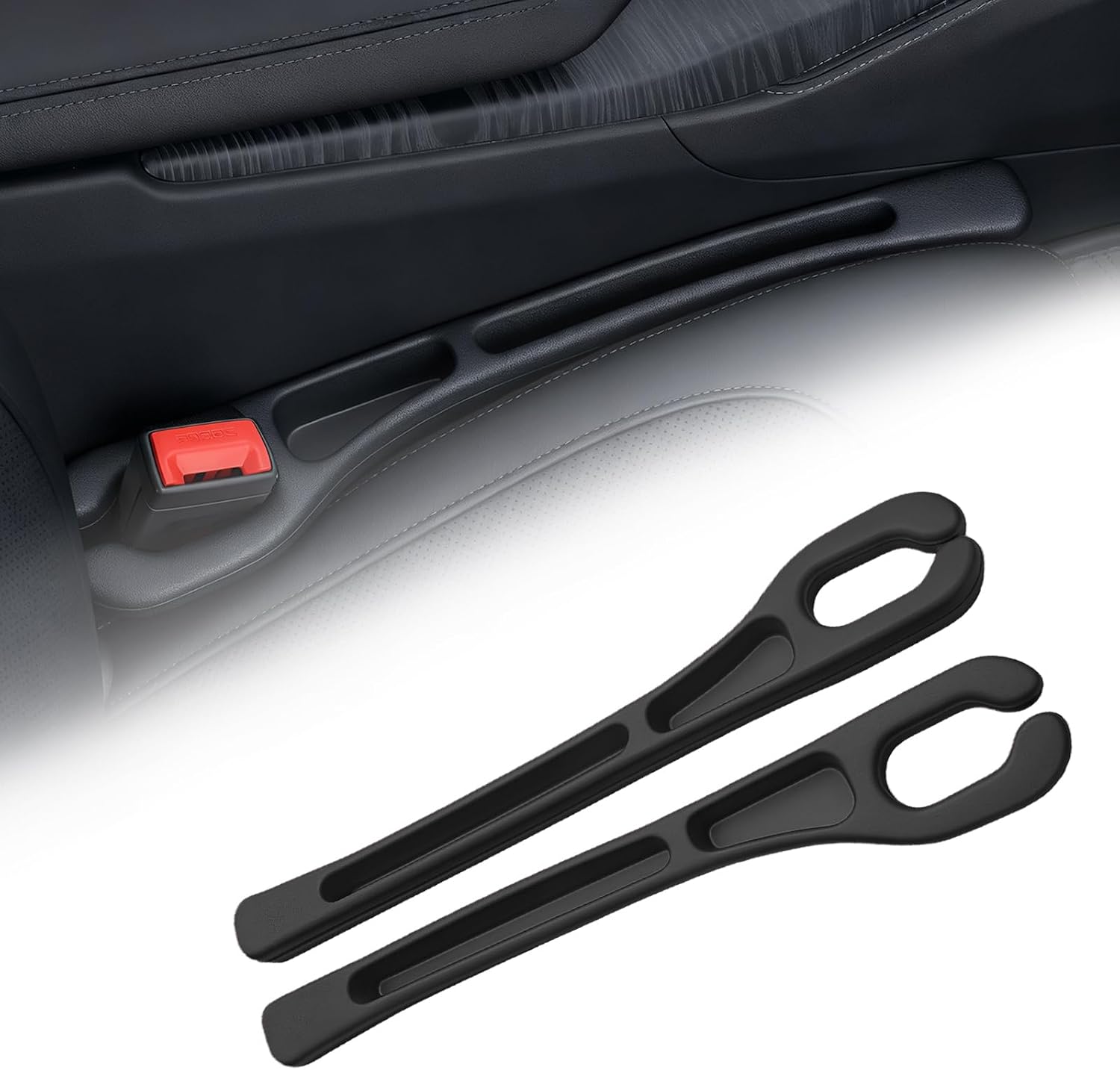 Car Seat Gap Filler Organizer, Anti-Drop Seat Gap Filler 2 Pack Black | 2 in 1 Gap Filler Organizer Between Seat and Console with Storage Slot, Universal Car Accessories Interior for Truck, SUV