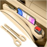 2PCS Car Seat Gap Filler Organizer,Upgrade Car Side Seat Gap Filler with Phone Holder,Multifunctional Car Seat Filler Gap Space Prevents Things Dropping for Cars,SUVs (Beige)