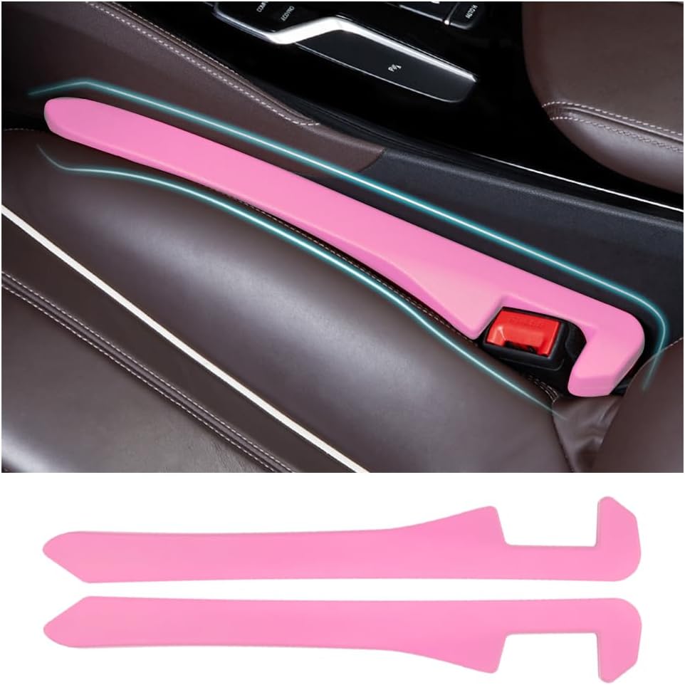 Car Seat Gap Filler 2 Pack,Car Gap Filler Organizer to Impede Items from Dropping,Essential Interior Car Accessories Seat Gap Plug (Pink)