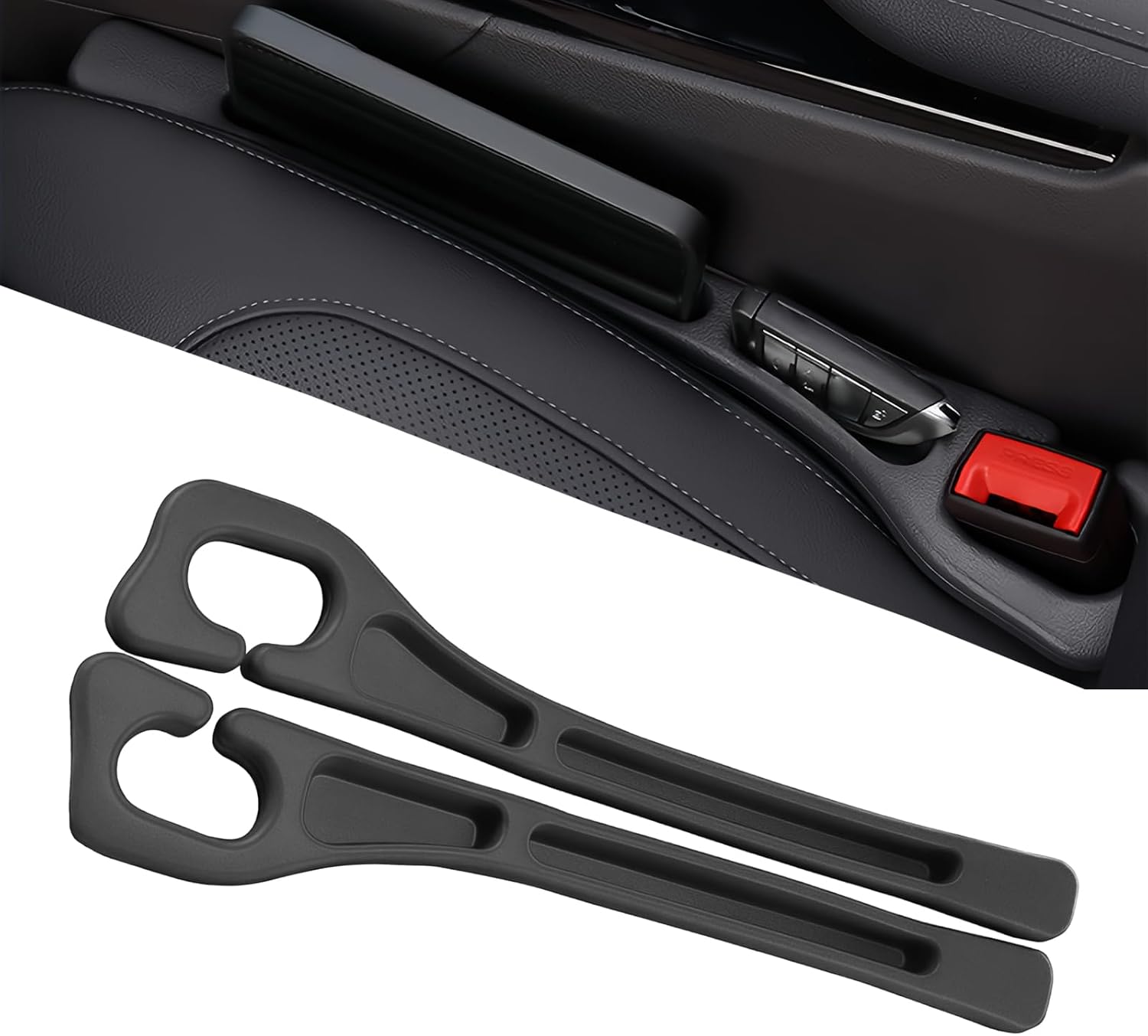 Car Seat Gap Filler Organizer 2 Pack, Anti-Drop Car Seat Gap Filler, Black | Seat Side Console Storage Pocket with Storage Slot, Universal Car Accessories Interior for SUV Truck Between Seat & Console