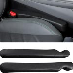 2PCS Leather Car Seat Gap Fillers with Buckle Slot, Black | leather construction, buckle-slot design, tool-free insertion, helps catch phones and keys, fits many seat-console gaps