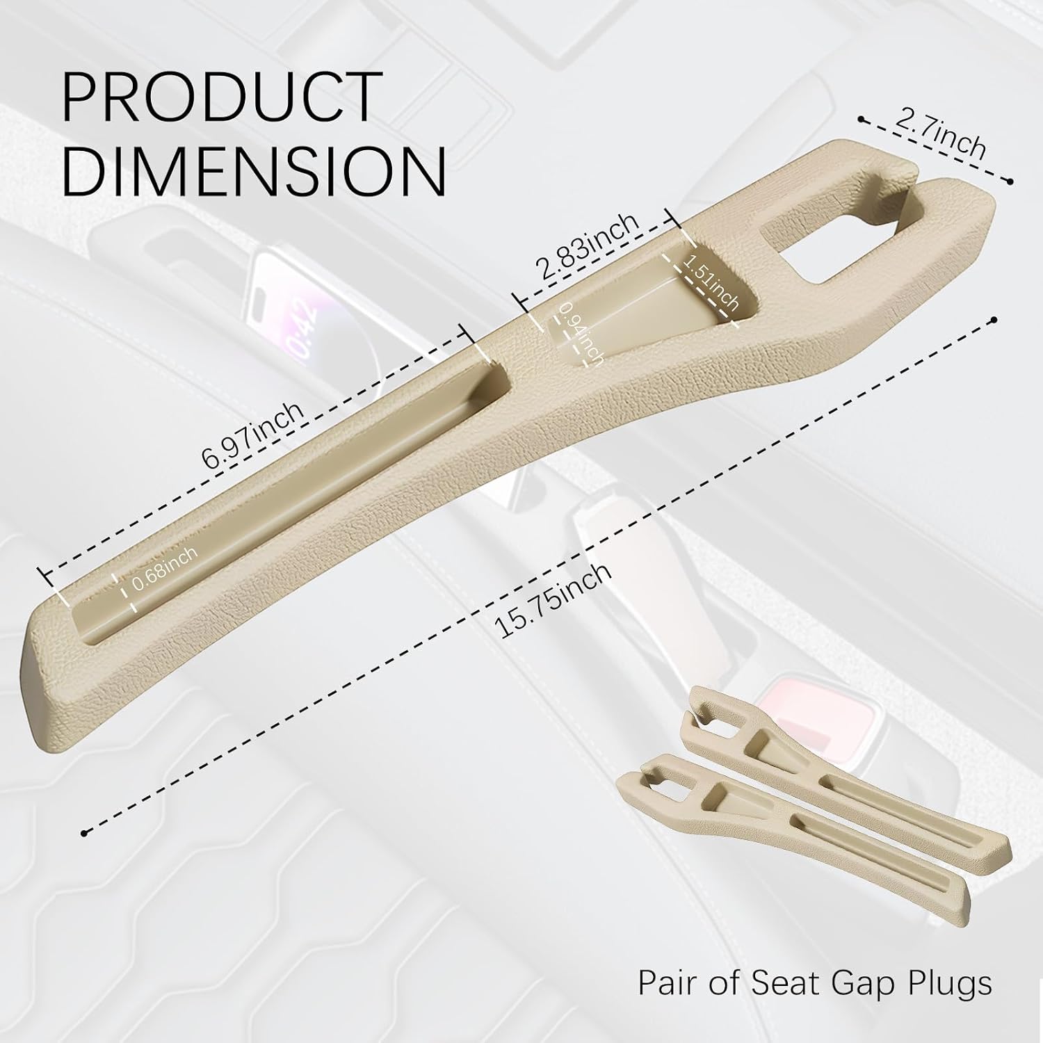 2PCS Car Seat Gap Filler Organizer,2 in 1 Car Gap Filler (Beige) | Multifunctional Design,Fill and Storage Function for Storing Phones Keys Cards,No Drop Seat Guard for Cars Suvs Trucks - Image 2