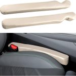Car Seat Gap Filler, 2PCS Soft Foam Leather Vehicle Seat Crevice Blocker Stop Things from Dropping, Automotive No Drop Plug Guard Gap Stopper, Universal for Truck SUV RV (Beige)