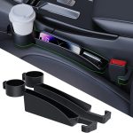 Car Seat Gap Filler 2-Piece Set to Fill the Void Between Seat Seat Blocker to Prevent Items from Drop, 4-in-1 Multifunctional Water Cup Holder Hook Large Capacity Storage Universal SUV Sedan Truck