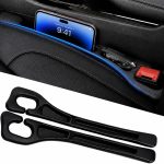 Car Seat Gap Filler 2 Pack, Universal Fit No Drop Seat Guard with Storage Pocket, Car Seat Gap Plug Prevents Phones, Keys and Coins from Falling, Auto Accessories for SUV, Truck, Sedan