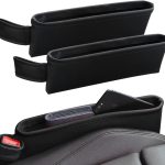 2 Pack Update Car Seat Gap Filler Organizer Leather Console Storage Box Front Side Pocket Seats Organizers Filler Interior Car Accessories for Phone Wallet Coin Key Sunglasses (Black)