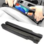 Leather Car Seat Gap Filler, 2 Pack No-Drop Seat Guard Universal Gap Stopper/Catcher to Fill The Gap Between Seat and Console Black Car Crevice Blocker Space Pad | to Fill the Gap between Seat and Console Black Car Crevice Blocker Space Pad